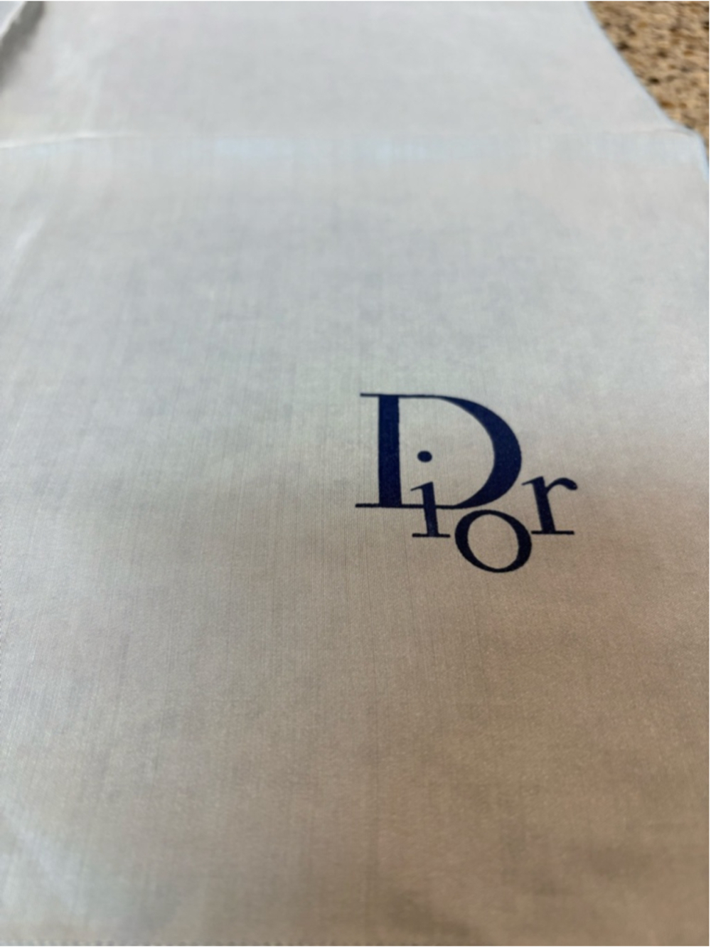 Christian Dior Vintage Pale Blue Silk Handkerchief Scarf with Navy Blue Logo 22” - Picture 6 of 10